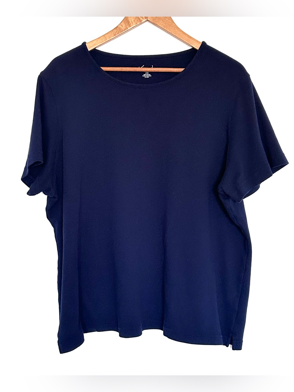Kim Rogers Plus Shirt Women’s 2X Blue Cotton Short Sleeve Pullover Top